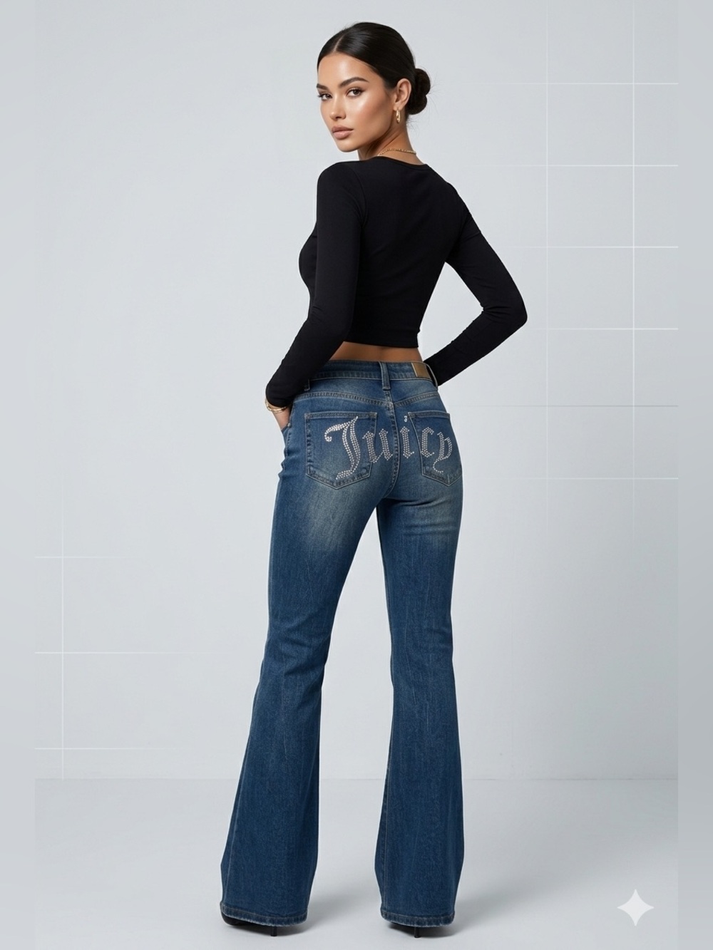 Juicy Couture Lunita Rhinestone Logo Flared Jeans - Size 5/27
